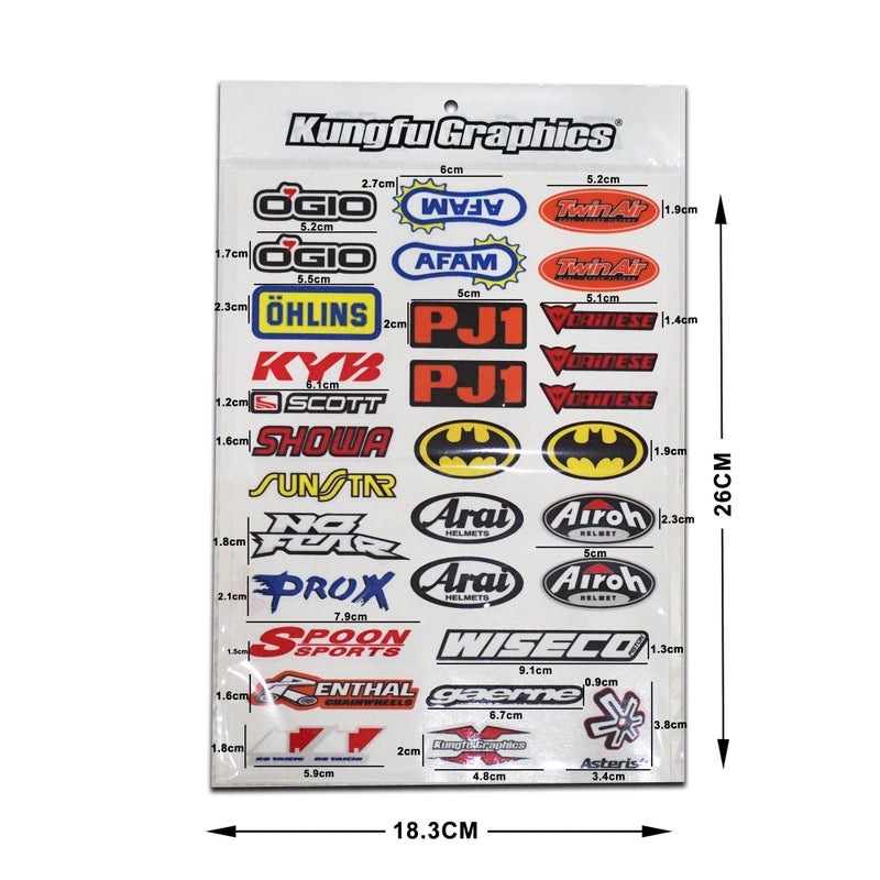 Kungfu Graphics Sponsor Logo Racing Sticker Sheet Universal (7.2 x 10.2 inch) - Image 1
